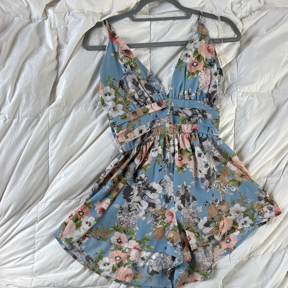 Floral Blue Romper